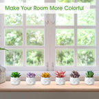 ZINHO Fake Succulent Plant Set 6 PCS Artificial Succulent Plants for Desk Realistic Faux Succulents in Plastic Pots Mini Colorful Succulent Decor for Bedroom Bathroom Office Shelf Decor (Mix)