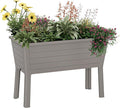 Durable Resin Raised Garden Bed with Drainage Holes & Reinforced Corners - Lightweight Flower Boxes Outdoor for Vegetables, Herbs, and Patio Garden Enclosure System (Grey, 44.33 * 29.92 * 19.69)