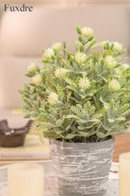 2 Pack Small Desk Plants, Artificial Bathroom Plants Decor with Flower in Vintage Melamine Pots, Faux Plants Indoor for Shelf Decor in Home Office, and Spring Decor (Ivory White)