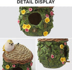 Bird Houses for Outside Bird Nesting Design Resin Birdhouse, Garden Outdoor Decor Bird House with Flower and Leaf Details, Birdhouses for Outdoors for Bluebird Finches Cardinals