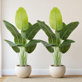 Lifelike Bird of Paradise Artificial Plant,4ft Faux Banana Leaf Tree with 9 Trunks - Perfect Indoor Silk Floor Plant for Home Decor in Living Room, Office, and Bedroom (Set of 2)