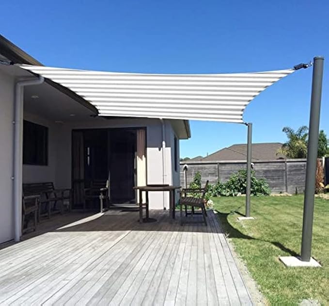 SUNNY GUARD Sun Shade Sail 12'x12' Rectangle Grey-White UV Block Sunshade for Backyard Yard Deck Patio Garden Outdoor Activities and Facility(We Make Custom Size)