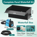 Pond Waterfall Spillway Kit, 8" Pond Waterfall Filter with 660GPH Waterfall Pump & Filter Cage, 10 Ft Corrugated Tubing for Outdoor Garden Ponds, Backyard Water Features