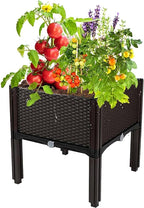 Plastic Elevated Planters for Raised Garden Bed with Legs for Outdoor Plants Box Kits with Drainage Holes for Patio Deck Balcony to Planting Flowers,Vegetables,Tomato and Herbs