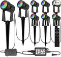 SUNTHIN Outdoor Landscape Lighting with Remote, RGBW Color Changing Spot Uplights, 8 Pack
