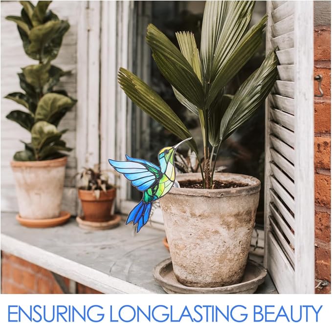 DECHOUS Acrylic Bird Flower Pot Hugger - Hummingbird Bonsai Pots Decoration Planter Ornament for Plants Home Garden Decor