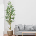 HZXGCP 6ft Artificial Olive Tree Indoor, Fake Olive Tree with White Pot, Faux Olive Tree with Dense Leaves & Realistic Fruits, Tall Artificial Plant for Home Living Room Office Entryway Decor