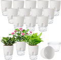 JMIATRY 15PCS Self Watering Pots 4 Inch Self Watering Planters for Indoor Plants Plastic 4 Inch Self Waterings Pots for Indoor Plant Small Self Waterings Pot with Transparent Water Reservoir, White