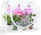 Indoor Mini Greenhouse with Grow Light, Tabletop Small Greenhouse for Beginners, All-in-One Tiny Plant Nursery Kit with Adjustable LED Light & Timer, Smart Grow Tent for Herbs, Gardening Gift