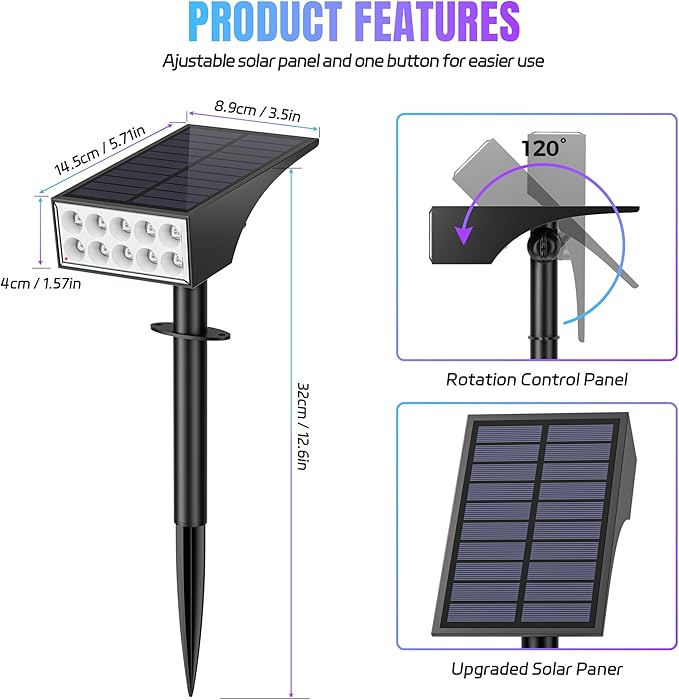 WENATY Solar Spot Lights Outdoor Color Changing, [7 Mode/6 Pack] Christmas Landscape Spotlights, Solar Lights Outdoor Waterproof,Led Powered Flood Light for Halloween Pathway Yard Garden Tree Walkway