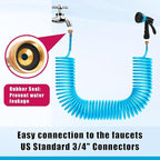 AUTOMAN Coil Garden Hose 50 ft, EVA Curly Water Hose with Brass Connectors, Recoil Garden Water Hose,Includes 7-Pattern Function Sprayer,Retractable,Corrosion Resistant Garden Coil Hose.