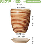 8 Inch Plant Pot, Ceramic Planter with Drainage Hole and Saucer Large Flower Pot for Home Patio Garden Office, Yellow