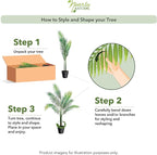 Nearly Natural 6.5ft Artificial Golden Cane Palm Tree, Lifelike Silk Indoor Palm With Three Textured Trunks Flexible Fronds Nursery Planter, Low Maintenance