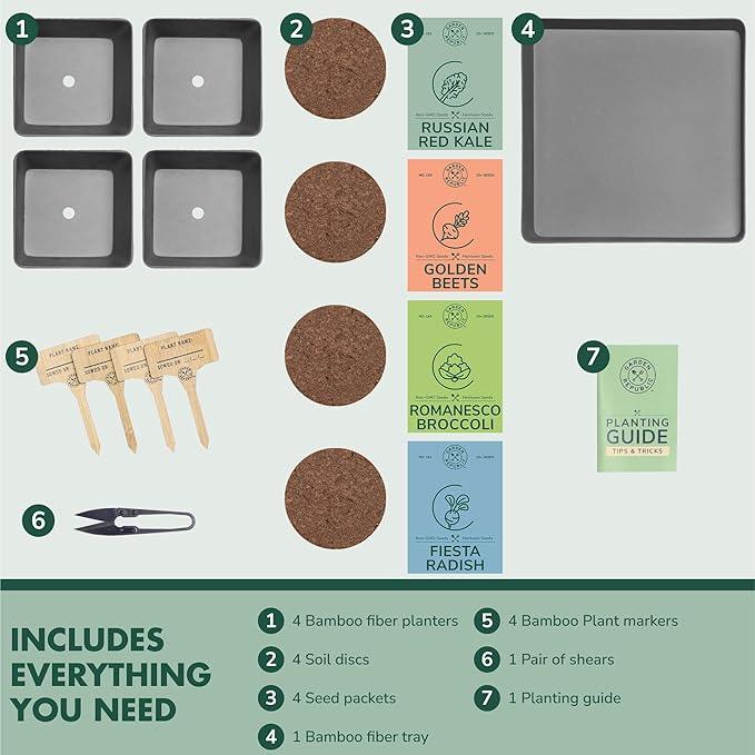 Garden Republic Microgreens Growing Kit - Micro Greens All-in-One Set with Non-GMO Seeds, Growing Trays and Planters - Microgreen Seed Tray and Soil Disks Set - Sprout Growing Kit