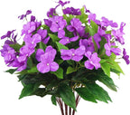 CITYES 4 Pcs Artificial Flowers Outdoor Impatiens UV Resistant Silk Impatiens Flowers Purple Faux Flowers Impatiens Bushes Artificial Impatiens for Pot Patio Lawn Garden Hanging Basket Porch Decor
