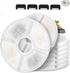Cat/Pet Water Fountain Filters, 12 Pieces Set Pack of 8 Replacement Filter Fit for 81oz/2.4L, 3 Filtration System with 4 Pre-Filter Sponges