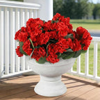 14Pcs Geranium Artificial Flowers for Outdoors Decoration Geranium Silk Flowers Outsides UV Resistant Garden Plants Faux Flower for Front Door Garden Porch Planter Patio Balcony Yard Indoor Home (Red)