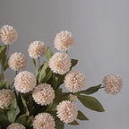 VIERENA 6 Pcs Faux Silk Pompon Mum Artificial Flowers for Vase -27", Bulk Fake Chrysanth Branches with Stems for DIY Bouquet Centerpieces Wedding Fillers Arrangements Shower Decorations (Beige)