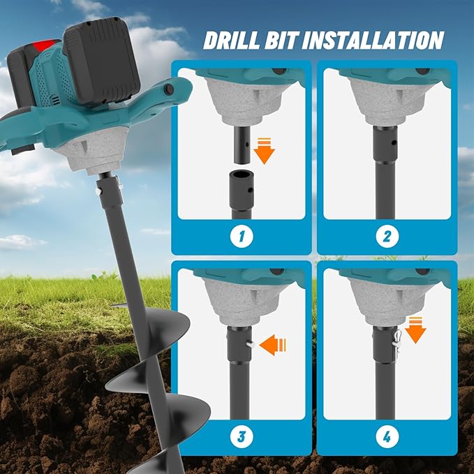 Cordless Post Hole Digger for Makita 18V Battery (NOT Included), Electric Earth Auger Posthole Digger, Power Drill Auger for Fence, Farmland, Garden, Plant