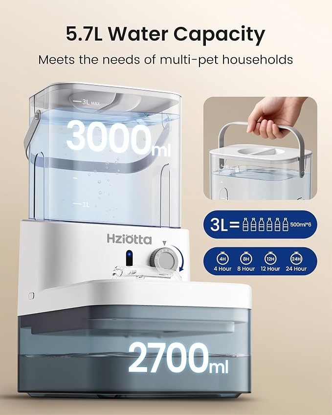 Wastewater Separation Cat Water Fountain – No Filter/Pump, Wireless | Stainless steel, indoor/outdoor pet use, save 56$/year, radar sense, 3L+2.7L dual tanks, 4000mAH battery, 30dB, time setting