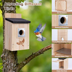 2 Pack Bird Houses for Outside, Bluebird Nesting Box with Metal Predator Guard, 1-1/2" Entrance Hole Wooden Birdhouse Kit for Bluebird Chickadees, Swallows & Finches, Assembly Required