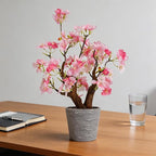 TOARTi Artificial Pink Cherry Blossom Potted Plant with Pot, 9.8" Tall Fake Flowers Faux Plant Desk Decor, Realistic Decorative Plants Indoor Decor for for Home Bedroom Bathroom Office Desk