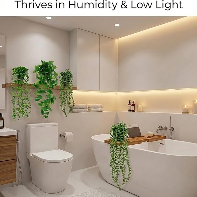 4 Pcs Artificial Hanging Plants with Pots - Realistic Fake Eucalyptus & Ivy Vine Potted Plants for Bathroom Shelf Decor - Faux Greenery Aesthetic for Office Desk, Bookshelf (Indoor & Outdoor)