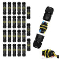 NineLeaf 24PK Waterproof Electrical Cable Connector 3-Pin Push-in Type, IP68 Underground Wire Connector M20 5-12mm, Fast Press-fit Extension Plug for Outdoor Garden and Landscape Lights