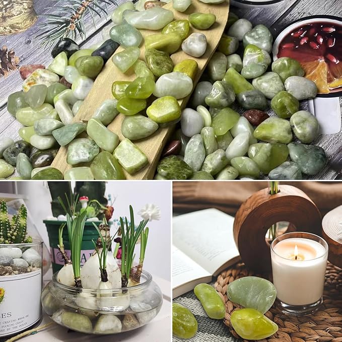 YISZM 20lbs Jade River Rocks, 1-2 Inch Natural Pebbles for Indoor Plants, High Polished Decorative Stones Vase Filler Fish Tank Aquariums Landscaping Garden Outdoor and Indoor DIY