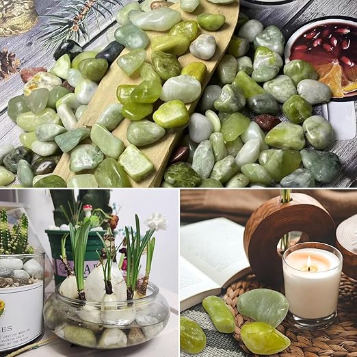 YISZM 5lbs Jade Pebbles for Indoor Plants, 2-3 Inch Natural River Rocks, High Polished Decorative Stones Vase Filler Fish Tank Aquariums Landscaping Garden Outdoor and Indoor DIY