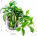 7" Artificial Variegated Pothos Vine in Geometric Ceramic Pot Lifelike Faux Trailing Plant for Indoor Home Office Desk Shelf Bathroom Decor