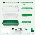 Seed Starter Tray with Timed Grow Light, 2 Pack 80 Cells Plant Starter Tray Seedling Starter Kit with Humidity Domes Base Indoor Mini Greenhouse Plant Germination Trays for Seeds Growing Starting