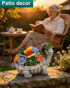 7 Inch Solar Turtle Garden Statue with Butterfly, Succulent & LED Lights, Lawn Ornament for Yard Patio Porch Balcony, Outdoor Decor Figurine - Gifts for Mom Grandma Women