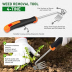 Weed Puller Tool, 2-in-1 Hand Weeder Tool with 4 Sharp Tines & Blade, Manganese Steel Garden Weed Remover, Ergonomic Handle Weeding Tool for Lawn, Yard,Vegetable Garden, Dandelion &Thistle Root Puller