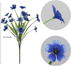 21 Bundles Artificial Outdoor UV Resistant Flowers No Fade Fake Outside Flowers Plastic Greenery Faux Shrubs Garden Porch Window Box Home Decoration(Blue)