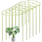 6-Pack Heavy Duty Plant Stakes and Supports for Indoor Outdoor Plants, Metal Support Stakes & Cage Rings, Ideal for Monstera, Peonies, Roses (6" W x 11" H)