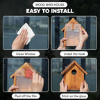 Window Bird Houses for Outside with 2 Powerful Hooks, Clear Window for Viewing Inside, Hanging Wooden Birdhouses with Weather Treated for Outdoors, Bird Nesting Box for Bluebird Finch Chickadee