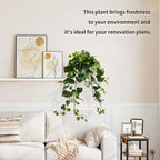 LOYWREE 32 Inch Fake Plants Artificial Plants Indoor Artificial Scindapsus Aureus Realistic Hanging Plants Potted Aesthetic Fake Pothos for Home Office Shelves Bedroom Bathroom Decor（White Pot）