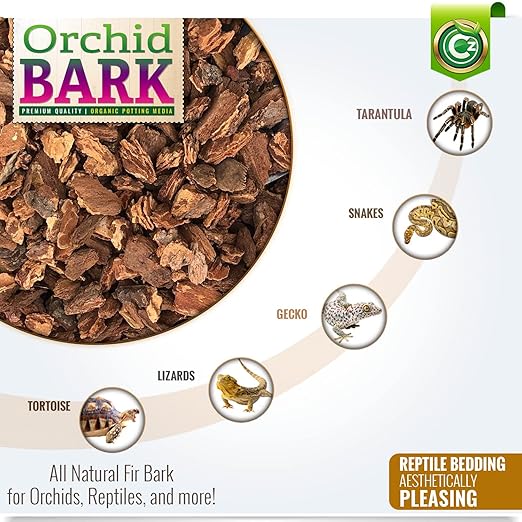 Organic Orchid Potting Bark - Made in USA Premium Garden Soil Amendment for Root Development of Phalaenopsis, Cattleyas, Indoor/Outdoor Plants & Reptile Terrarium Bedding! Chunky Fir Bark. OMRI Listed