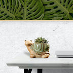 DIYOMR Small Ceramic Planter Pot, 4.3" Vintage Bronze Animal Planters Ceramic Flowerpot Succulent Pots Cactus Pot for Office Home Desktop Decor - Plants Not Included (Turtle Pot)
