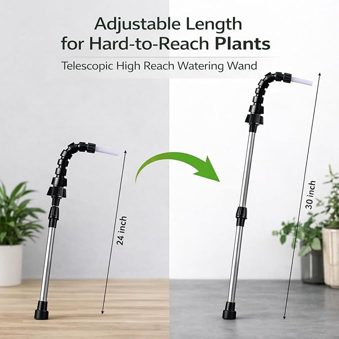 Electric Plant Watering Device for Indoor Plants, High Reach Watering Wand for Hanging Plants, Automatic Watering Tool from Bucket, Precise Flow No Spill, Portable Indoor Watering System