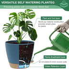 montresor 2 Pack 8 inch Plant Pots, PP Plastic Self Watering Plant Pot with Drainage and Tray for Indoor Outdoor Plants, Water Level Window & Reservoir Flower Pots Decorative Planter (Blue)