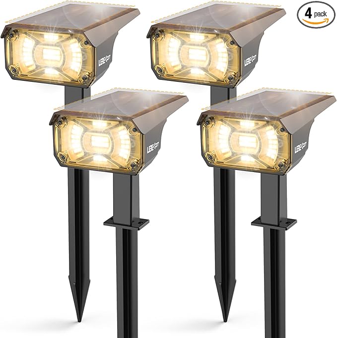 LEREKAM Solar Spot Lights Outdoor Landscape Lights, 40 LEDs Solar Landscape Spotlights Outdoor Waterproof Auto On/Off Garden Lights, Outdoor Lights for Yard Palm Trees Driveway Patio Pool