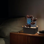 Tabletop Fountain 4 Level Small Waterfall Fountain Indoor Relaxing Water Feature Meditation Fountain for Home Office Bedroom Decoration Including LED Lighting Natural Rocks as Festival Gifts