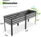 KING BIRD Raised Garden Bed with Legs Galvanized Large Elevated Planter Box for Backyard, Patio, Balcony, 600lb Capacity, Dark Grey 70.9x22.8x31.5 in