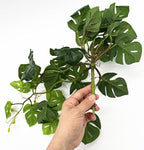 Artificial Monstera Plants, Fake Tropical Palm Small Potted Faux Hanging Greenery Mini Plants for Indoor Outdoor Home Office Garden Houseplants Pot Decor Wedding Party DIY Decoration - Green 2 Pack