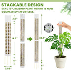 Moss Pole Monstera Plant Support, 2Pack 17 Inch Self Watering Moss Pole for Climbing Plants, Stackable & Refillable Plastic Moss Poles for Garden Potted Planter, Pothos