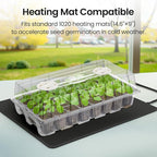 Bonviee 2-Pack Seed Starter Tray with Plant Light, Elevated Seedling Starter Trays Kits with Adjustable Humidity Domes and Clear Cell Tray, 12 Full Spectrum Led Lamp Beads for Plants Indoor-Clear