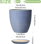 Ceramic Planter - Modern Round 12 Inch Pots for Plants with Drainage Hole and Plant Saucer for Flower Indoor, Garden Room Home Office House Decor, House Warming Gifts, Blue-Purple