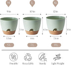 Plant Pots 12/10/9 inch Set of 3, Self Watering Flower Pots Indoor Outdoor, Planters with Drainage Hole Saucer Reservoir, Green